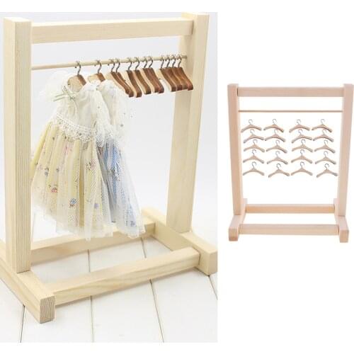 1/6 BJD Doll Furniture DIY Assembled BJD Doll Clothes Hanging Shelf Rack & Doll Garment Hanger For Monster High Dolls Supplies