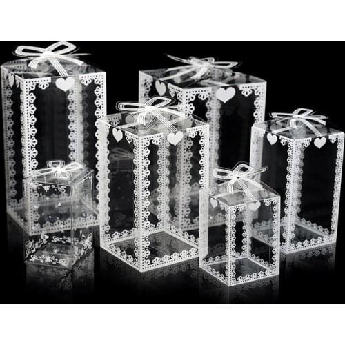 10/50pcs Flower Transparent pvc Candy Box Chocolate Box eid mubarak wedding wedding gifts for guests baby shower boite cadeaux
