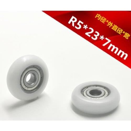 10pcs 5*23*7mm Nylon Plastic Carbon Steel Bearings Wheel Rollers Embedded Groove Suitable For Mobile Doors Accessories