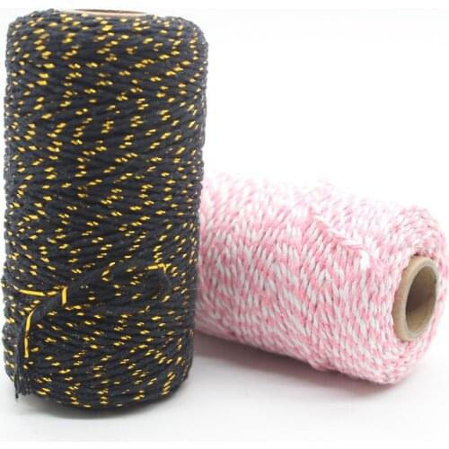 100M* 2MM Double Color DIY Wrapping Cotton Baker Rope Twine for Handmade Accessories Wedding Party Decoration Gift