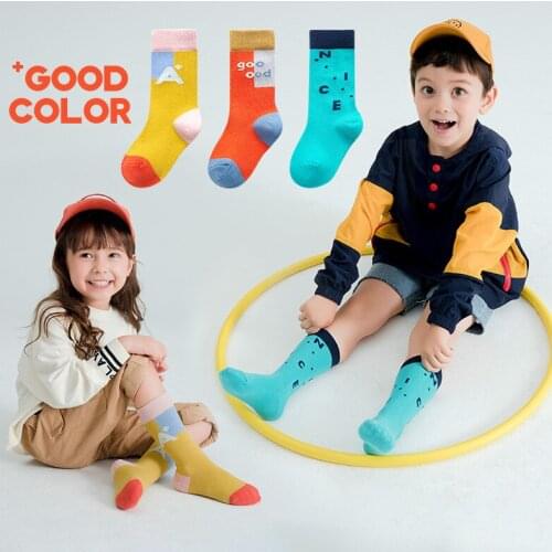 3 Pair/lot Kids cute socks cotton made Girls Boys Mid socks fashion pattern for Spring and Autumn Student Socks