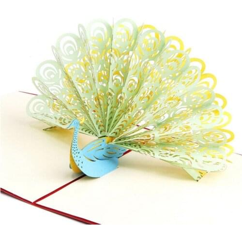 3D Pop Up Greeting Card Handmade Peacock Birthday Easter Anniversary Day Thanks-Y102