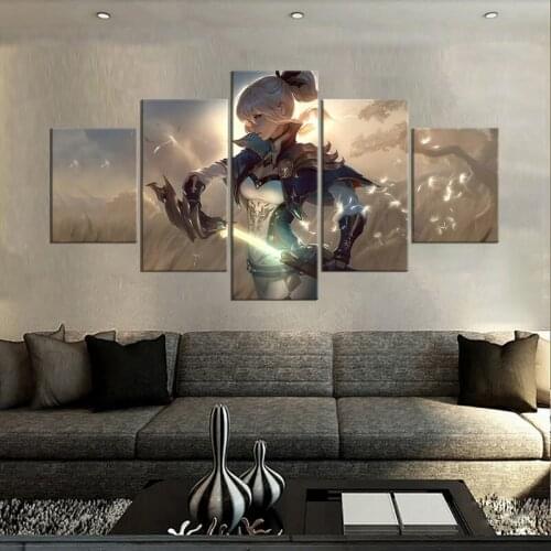 5 Pieces Genshin Impact Posters Wall Art Decor Canvas Wall Poster Paintings Pictures For Living Room Kids Living Home Decoration