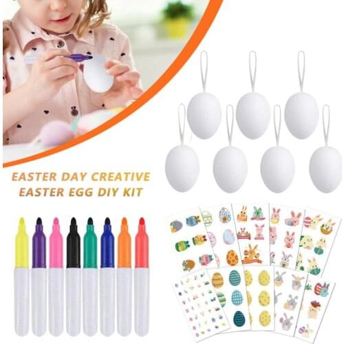 50pcs/set Easter Decoration Eggs Coloring Painting Kit Child DIY Craft Gift Favor Home Festival Decor Easter Party Decorations