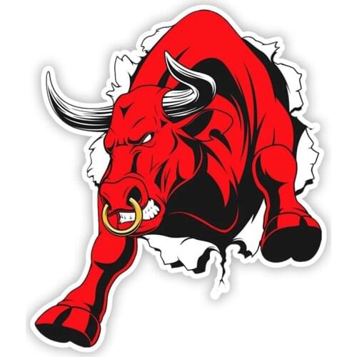 B0239 Angry bull Self-adhesive Red Decal Car Sticker Waterproof Auto Decors on Bumper Rear Window