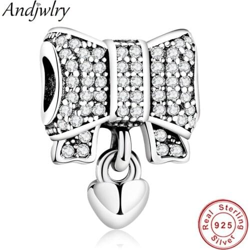 Fit Original Pandora Charms Bracelets 925 Silver Pendant Bow Love Heart Charms Pave CZ Beads for Making DIY Jewelry Berloque