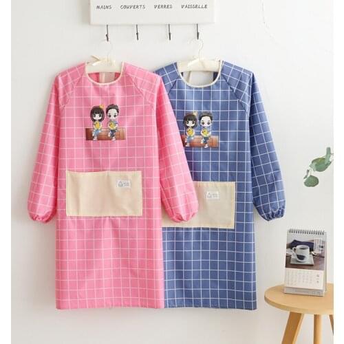 Apron household kitchen waterproof and oil-proof overalls adult women fashion with sleeves cute Japanese and Korean