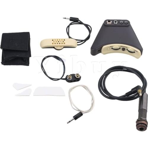 Yibuy 55mm Length Cable Plastic & Metal Black A-TUR Microphone Equalizer Piezo Pickup Adjustment for Acoustic Guitar