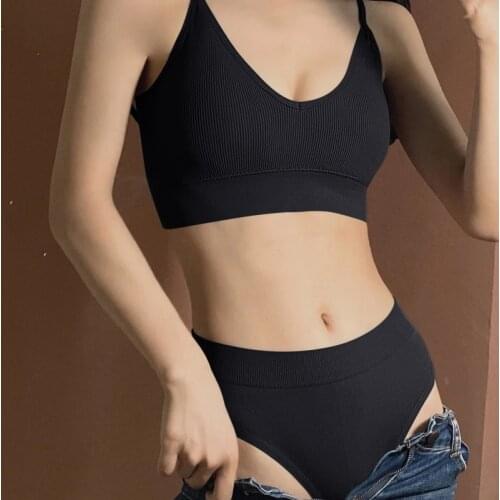 Women Bra Panties Set Push Up Sports Bra Set Sexy G-String Seamless Padded Bras Brassiere and Panties Soft Underwear Women Sets