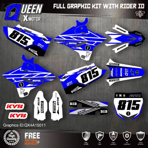 QUEEN X MOTOR Custom Team Graphics Backgrounds Decals 3M Stickers Kit For YAMAHA 2015 2016 2017 2018 2019 YZ125-250 011