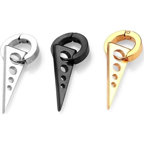 Cool Hoop Earrings Charm Pendant with Triangle Pendant Round Earring for Men Unisex Stainless Steel Earring Hoop 1 Pair