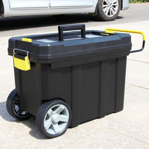 Multi function trolley tool box with wheels double layer movable tool case large plastic tool box thickened wheel tool car