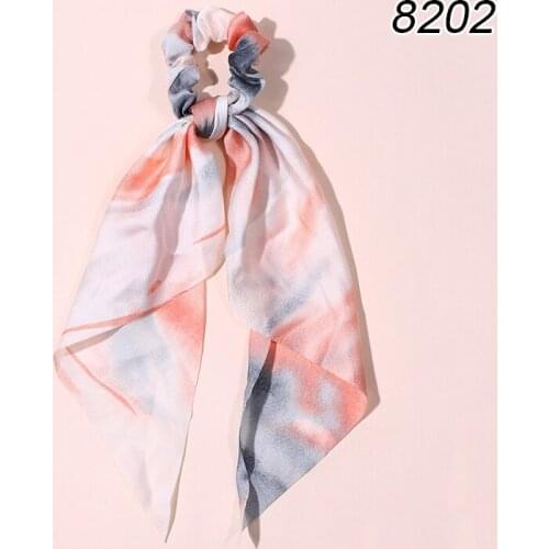 Fashionable Tie Dye Long Ribbon Girl Ponytail Hair Band Printed Bow Hair Rope Ribbon Hair Ring