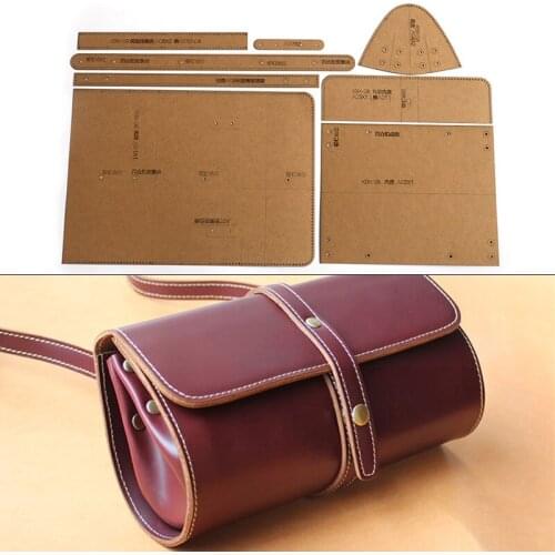 Fashion Handmade Cylinder Leather Bag Kraft Paper Template Single Should Bag Making Sewing Stencil Patten DIY Craft Design Mould