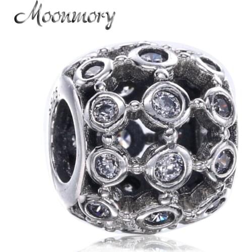 Moonmory 2020 Europe Style 925 Sterling Silver Round Charms Beads Fits For Brand Bracelet For Woman Fashion Jewely Diy Making