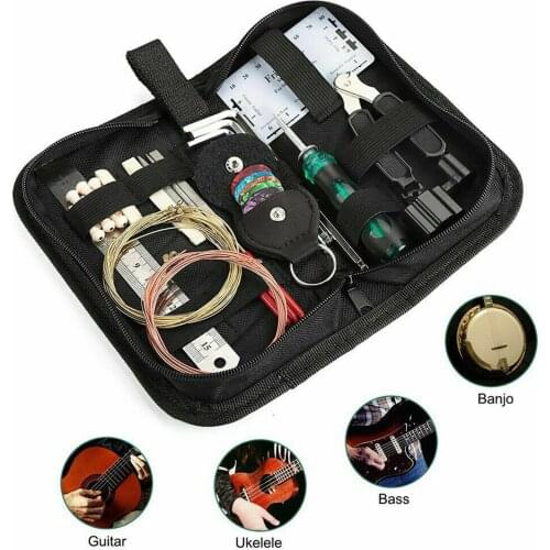 Guitar Repairing Cleaning Kit String Action Ruler Pin Puller Set for Guitar