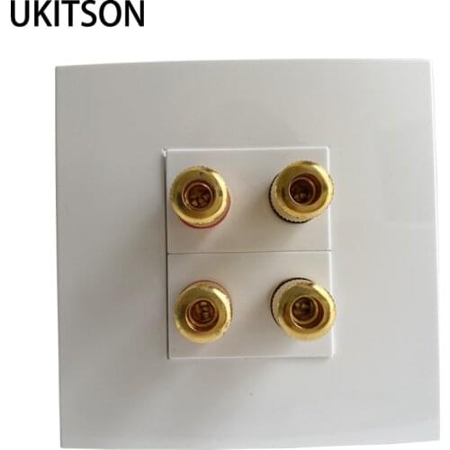 Banana Binding Post Two-Port Inset Wall Plate For Home Speaker Left Right Channels Hifi Speaker Connectors Faceplate