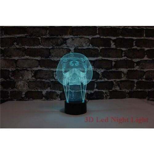 New Arrival 3D Led Seal Nite Light 7 Colors changeable Creative Sea Dog Nite Light YJM-2839