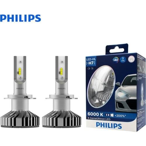 Philips LED H7 25W X-treme Ultinon LED Car Headlight Auto Lamps 6000K White Original Bulbs +200% Brighter 12985BWX2, Pair
