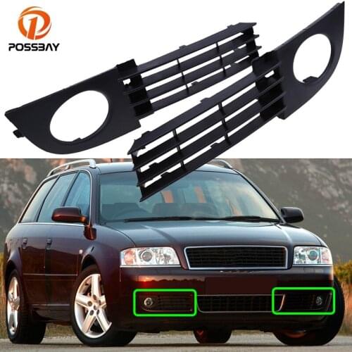 POSSBAY Car Fog Lights Bumper Lower Racing Grills Left Right Grille Cover for Audi A6 C5 2002-2005 Sedan/Avant Exterior Parts