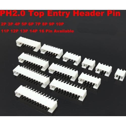 PH2.0 Connector Top Entry Header Pin 2.0MM Pitch Header Straight Needle 2/3/4/5P/6/7/8/9/10/11/12/13/14/16 Pin