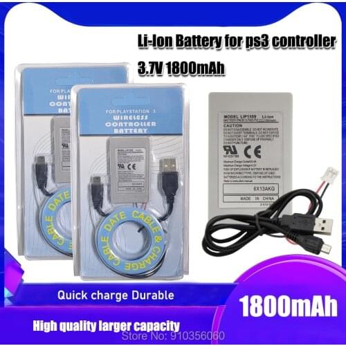 PS3 1800mAh 3.7V Replacement Battery Power for Supply + USB Data Charger Cable Cord Pack for sony Playstation 3 PS3 Controller