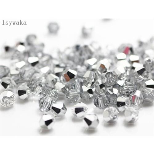 Isywaka Sale Half Silver Color 650pcs 3mm Bicone Austria Crystal Beads Glass Beads Loose Spacer Bead for DIY Jewelry Making