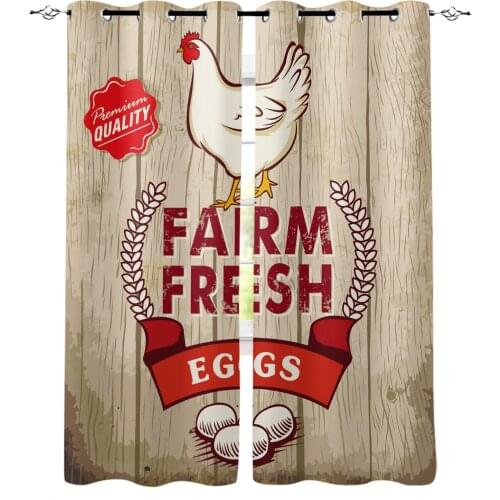 Luxury Curtains Farm Eggs Wooden Board Retro Style Blackout Curtain for The Bedroom Home Decor Kitchen Blackout Curtain