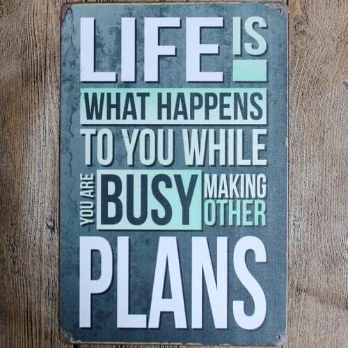 Family Rules Life is What Happens Metal Tin Sign Vintage Plaque For Wall Pub Cafe Home Art Decoration A-5442