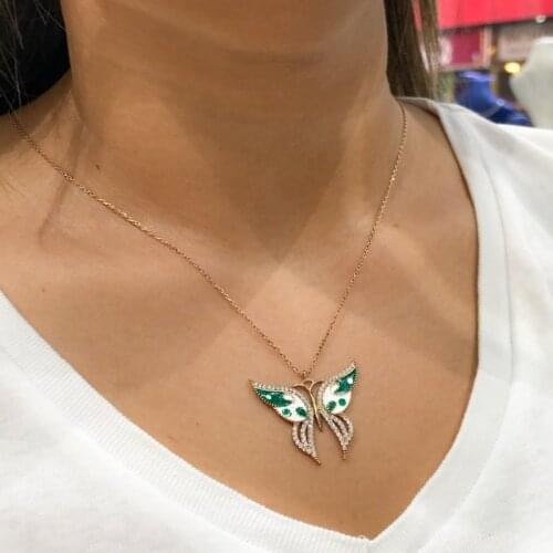 Large Butterfly Silver Necklace