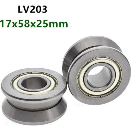 10pcs LV203 ZZ 17x58x25mm V groove pulley roller ball bearing Traces walking guide rail bearings 17mm * 58mm * 25mm