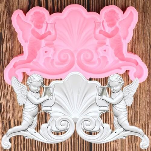 Angel Baby Border Silicone Molds Baby Birthday Cupcake Topper Fondant Cake Decorating Tools DIY Baking Chocolate Candy Clay Mold
