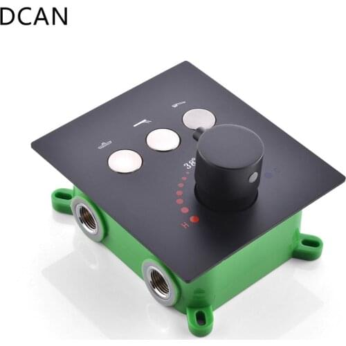 DCAN Touch Button Concealed Shower Valve Brass Black Thermostatic 3 water Shower Switch