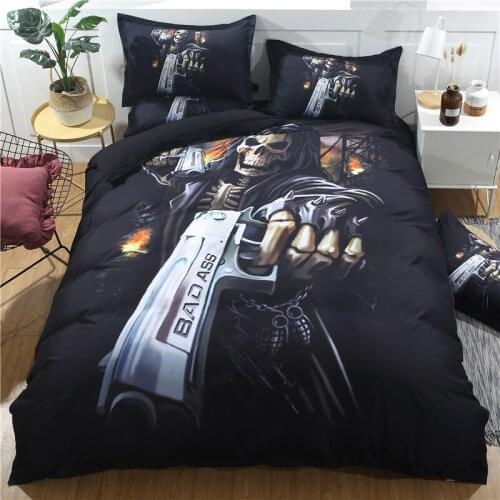 Stylish Skeleton Shooter Bedding Set 3D Wacky Printed Bedding Set Bed Set Teen Luxury Family Room Bedroom Quilt Set