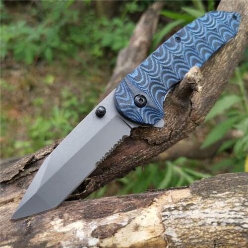 Tactical Folding Knife 8CR13MOV Blade G10 Handle Godfather Pocket Knive Good for Hunting Camping Survival Outdoor Everyday Carry