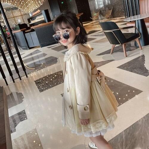 New 2021 Spring Autumn Fashion Baby Girls Trench Cotton Long Coat Kids Windbreaker Jacket Child Baby Girls Outwear Clothes W101