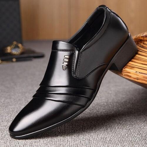 Business Mens Dress Shoes Fashion Elegant Formal Wedding Shoes Men Slip On Office Oxford Shoes For Men Black 2019 new