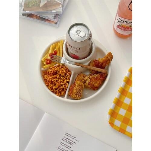 Ins Korean style split plastic dinner plate fat reducing Japanese breakfast fall resistant and heat-resistant baby auxilia food