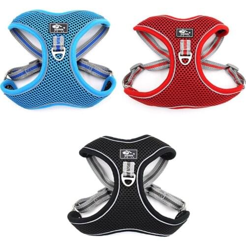 Breathable Pet Harness Reflective Nylon Dog Adjustable Medium Large Safety Vest Out Lead Walking Running Pet Supplies