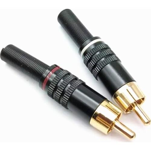 2Pcs/lot Good Quality big RCA welding Gold Plated RCA Connector RCA Male plug adapter for Audio Vidiod Wire Connector plug