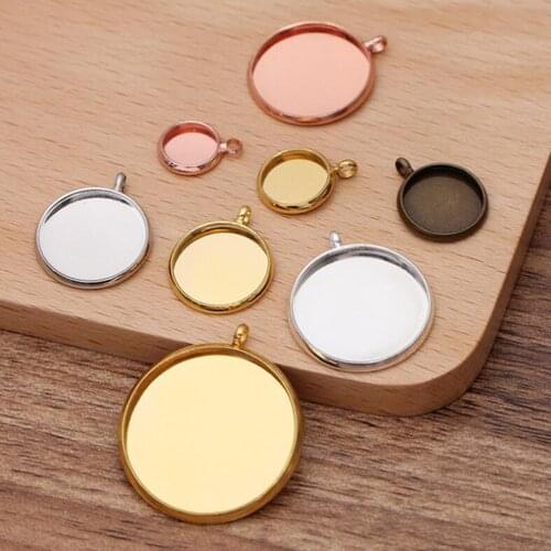 200pcs Copper plated Vertical welding single circle 10-12-14-16-18-20-25mm tray bezel blank pendant base cabochon settings