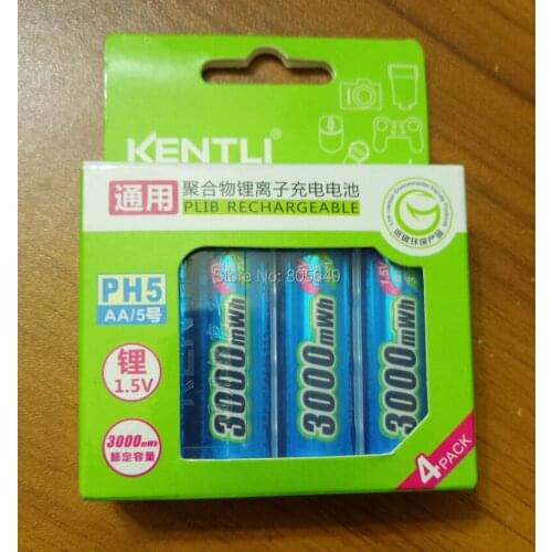 4XKENTLI 3000mWh AA battery 1.5V AA rechargeable lithium polymer battery batter than Alkaline batteries