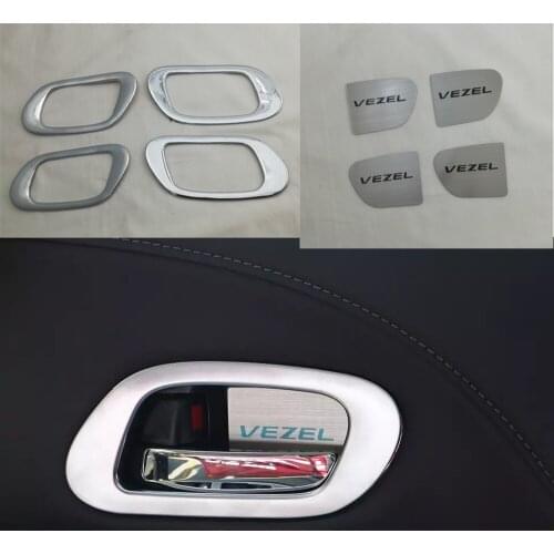 A Little Change 8pcs Abs Chrome Inner Trim Door Hand Clasping Decorative Ring Sticker For Honda Vezel 2014-2018 Auto Accessories