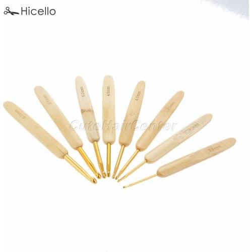 8pcs/set Crochet Hook Knitting Needle Bamboo Aluminum 13.5cm Handmade Sewing Sweater Woolen trousers scarf hat 2.5mm-6mm Hicello