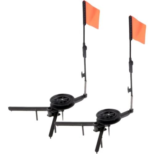 2pcs Automaticly Winter Ice Fishing Rod Tip-up with Spool Foldable Marker Flag for Winter Fishing Accessories Tackles Marker Rod