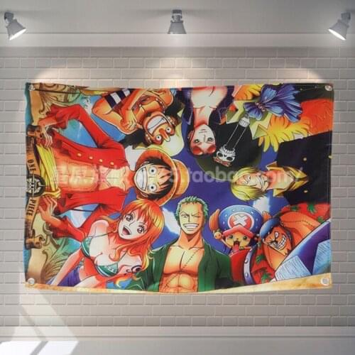 "One Piece" Anime Classic Movies Cloth Flag Banners & Accessories Bar Billiards Hall Studio Theme Wall Hanging Decoration