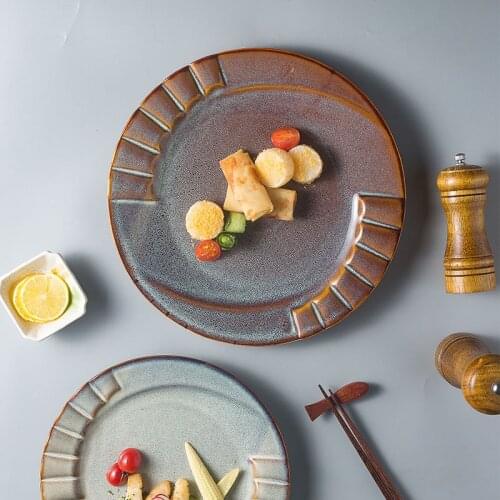 Household Ceramic Plate, Steak Plate, Special-shaped Plate, Hotel Tableware, Western Food Flat Plate, Shallow Plate Kiln