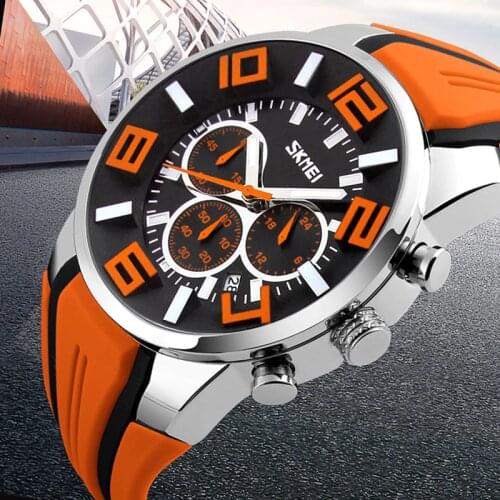 Skmei 9128 Watches Men Clock Stop Watch Luxury Brand Silicone strap casual watches for men waterproof Quartz-watch Clock man