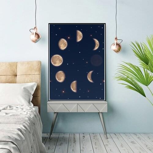 Moon Phase Decorative Painting Prints Poster Canvas Picture Painting Decoration for Home Living Room Frameless Wall Paintings