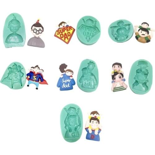 E56C Fathers Day Elements Silicone Molds for Baking Fondant Cake Crystal Epoxy Non-Stick DIY Mould Home Kitchen Bar Supplies